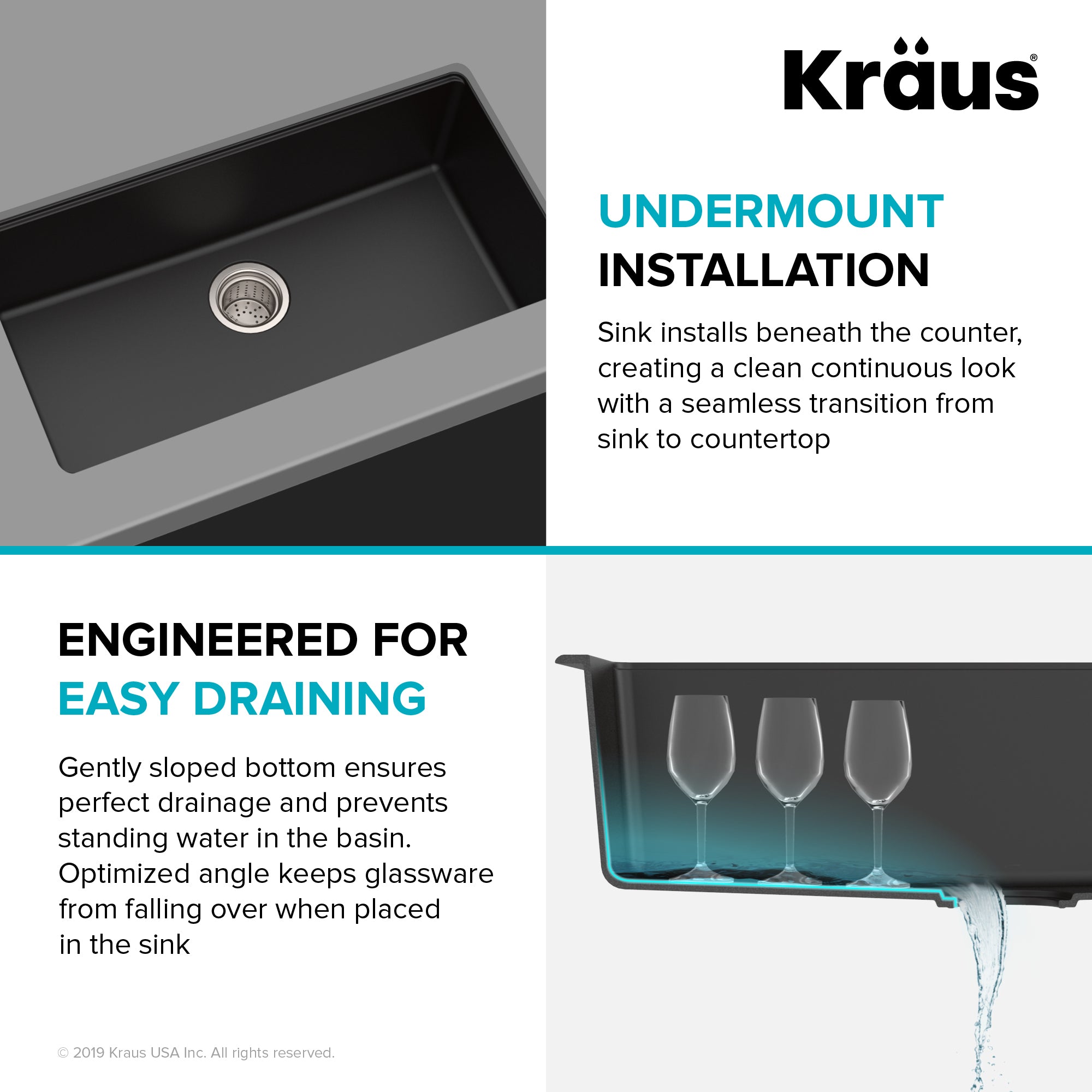 Kraus 31 in. Undermount Single Bowl Black Onyx Granite Kitchen Sink
