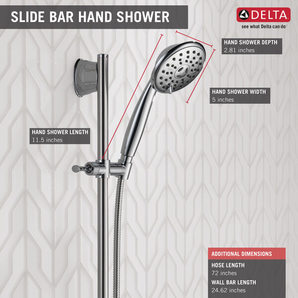 Delta 3-Setting Wall Bar Hand Shower