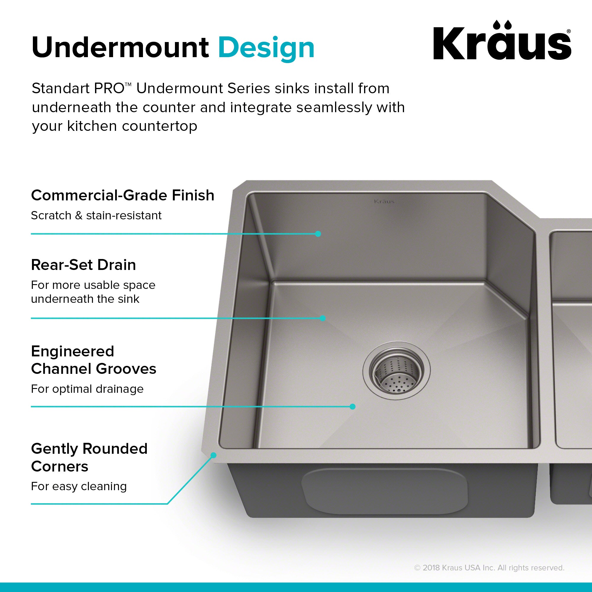 Kraus Standart PRO 32 in. 16 Gauge Undermount 60/40 Double Bowl Stainless Kitchen Sink