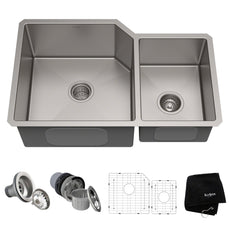 Kraus Standart PRO 32 in. 16 Gauge Undermount 60/40 Double Bowl Stainless Kitchen Sink