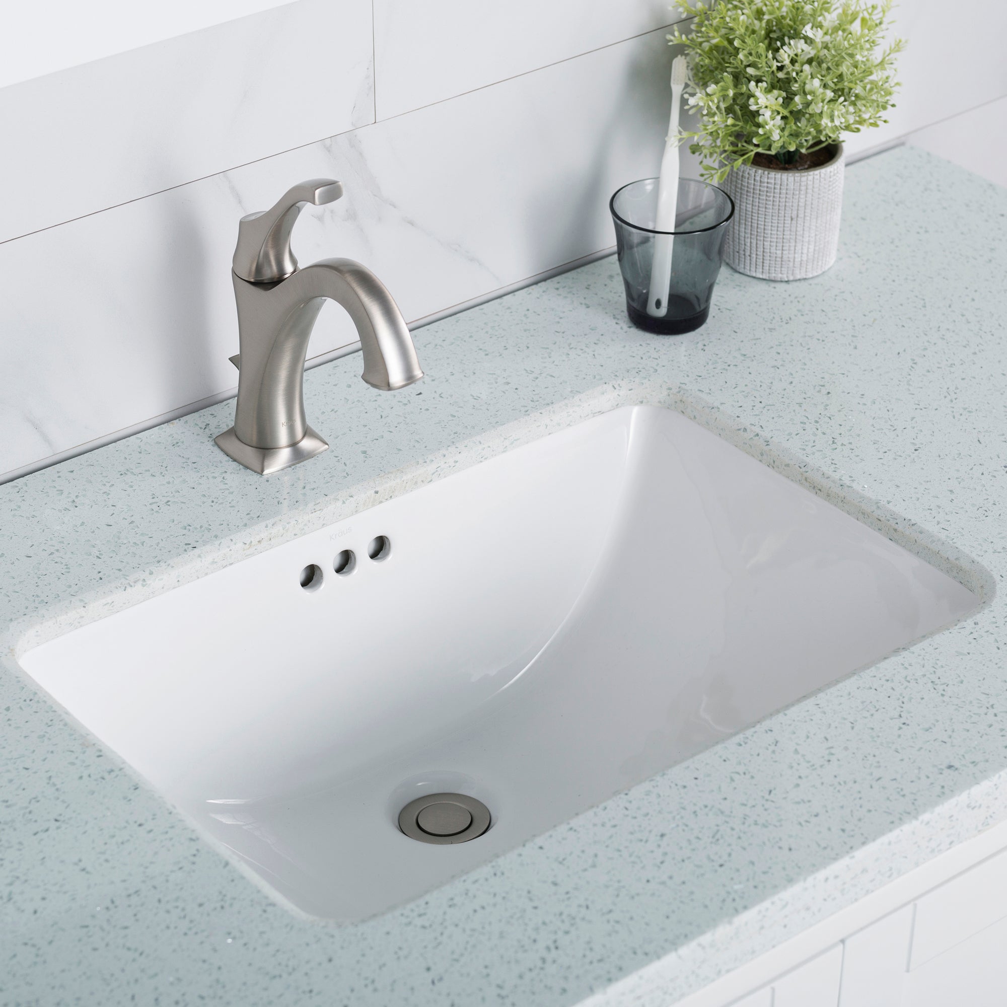 Kraus Elavo 21 in. White Porcelain Ceramic Bathroom Sink Ceritifed Refurbished