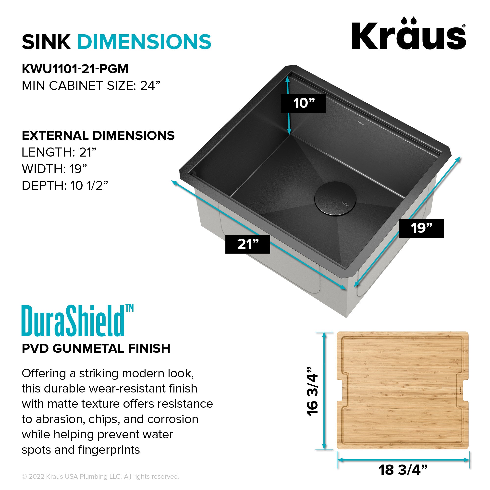 Kraus 21 in. Undermount Steel Kitchen Sink Certifed