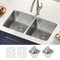Kraus Dex 33 in. Undermount 16 Gauge Stainless Double Bowl Kitchen Sink