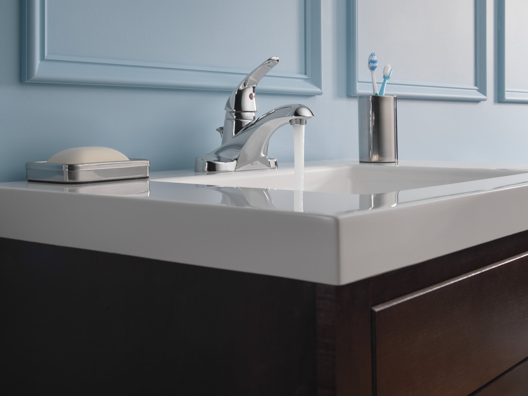 Delta Foundations Centerset Bathroom Faucet Plastic Pop-Up