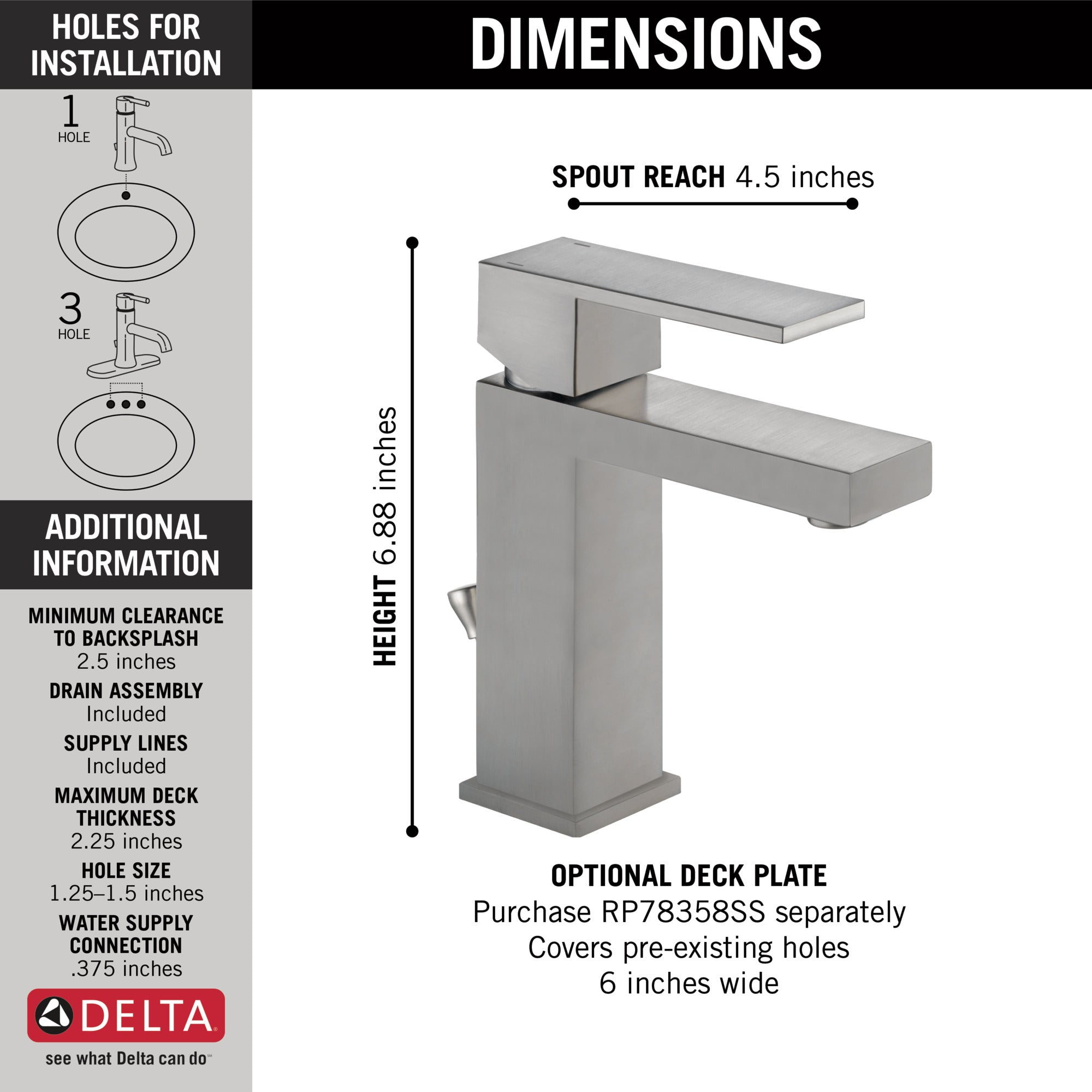 Delta Modern Single Handle Bathroom Faucet Project Pack