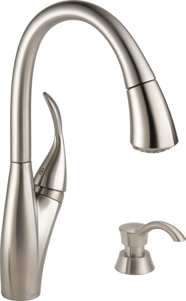 Delta Berkley Pull-Down Kitchen Faucet with Soap Dispenser Certified Refurbished
