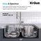 Kraus Premier 32 in. 16 Gauge Undermount 50/50 Double Bowl Stainless Kitchen Sink