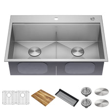 Kraus Loften Stainless Steel 33 in. Dual Mount Kitchen Sink