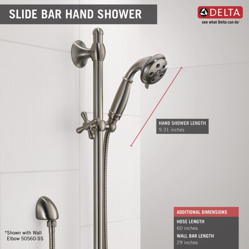 Delta Universal H2OKinetic 3-Setting Slide Bar Hand Shower