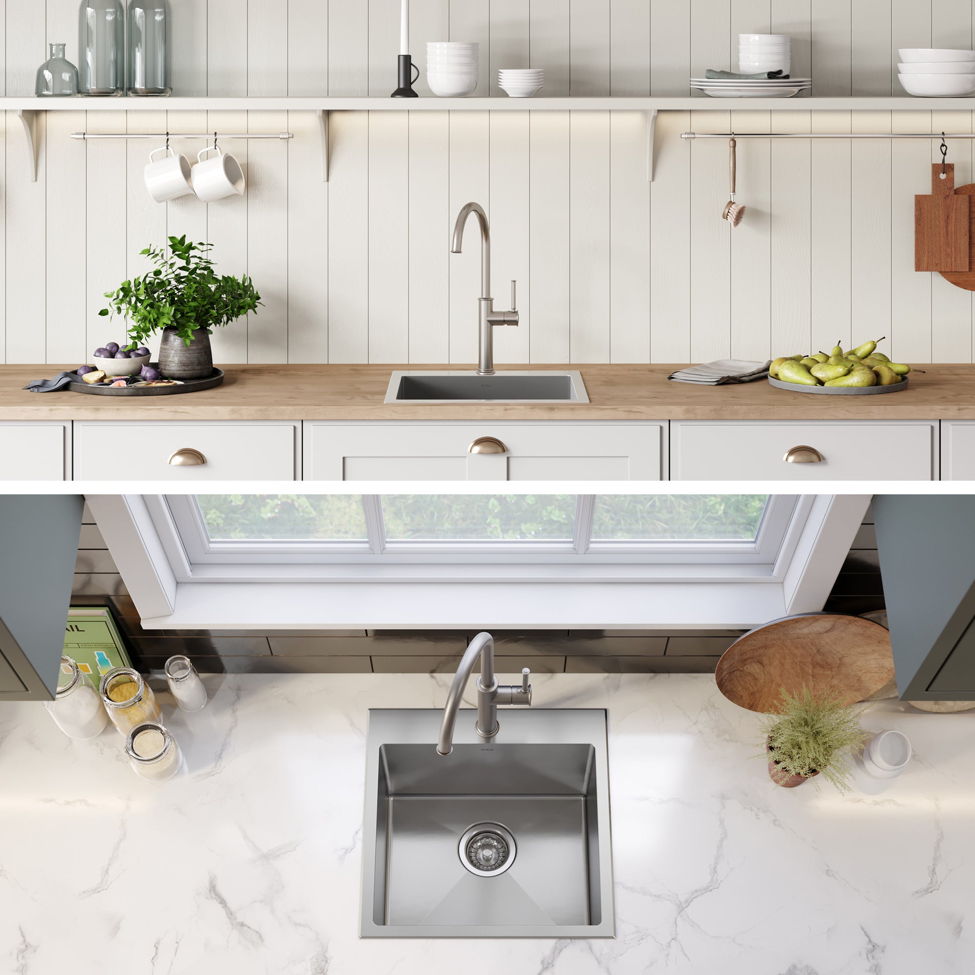 Kraus 18x18 in. Standart PRO Drop-In 16 Gauge Single Bowl Stainless Kitchen Sink
