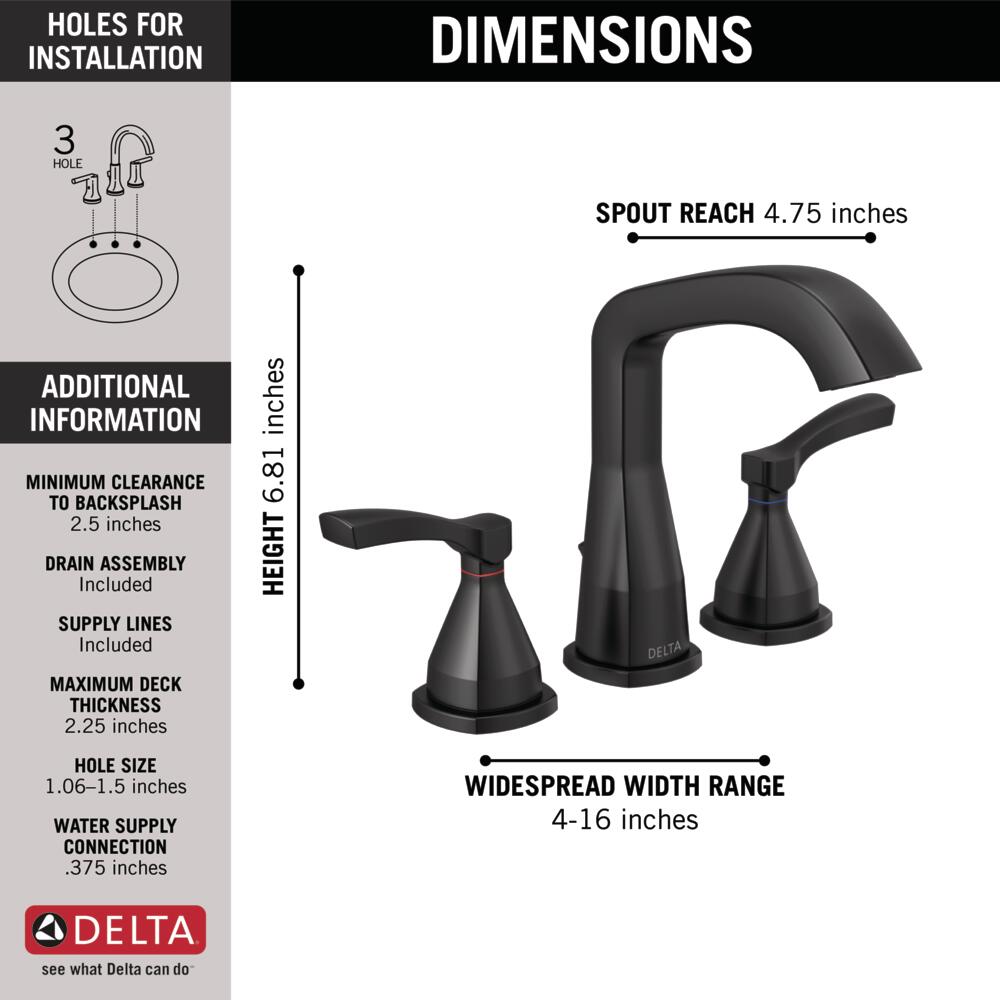 Delta Stryke 2-Handle Widespread Bathroom Faucet