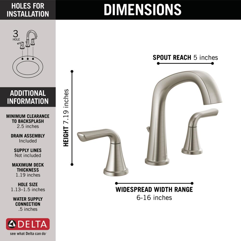 Delta Larkin 2-Handle Widespread Bathroom Faucet