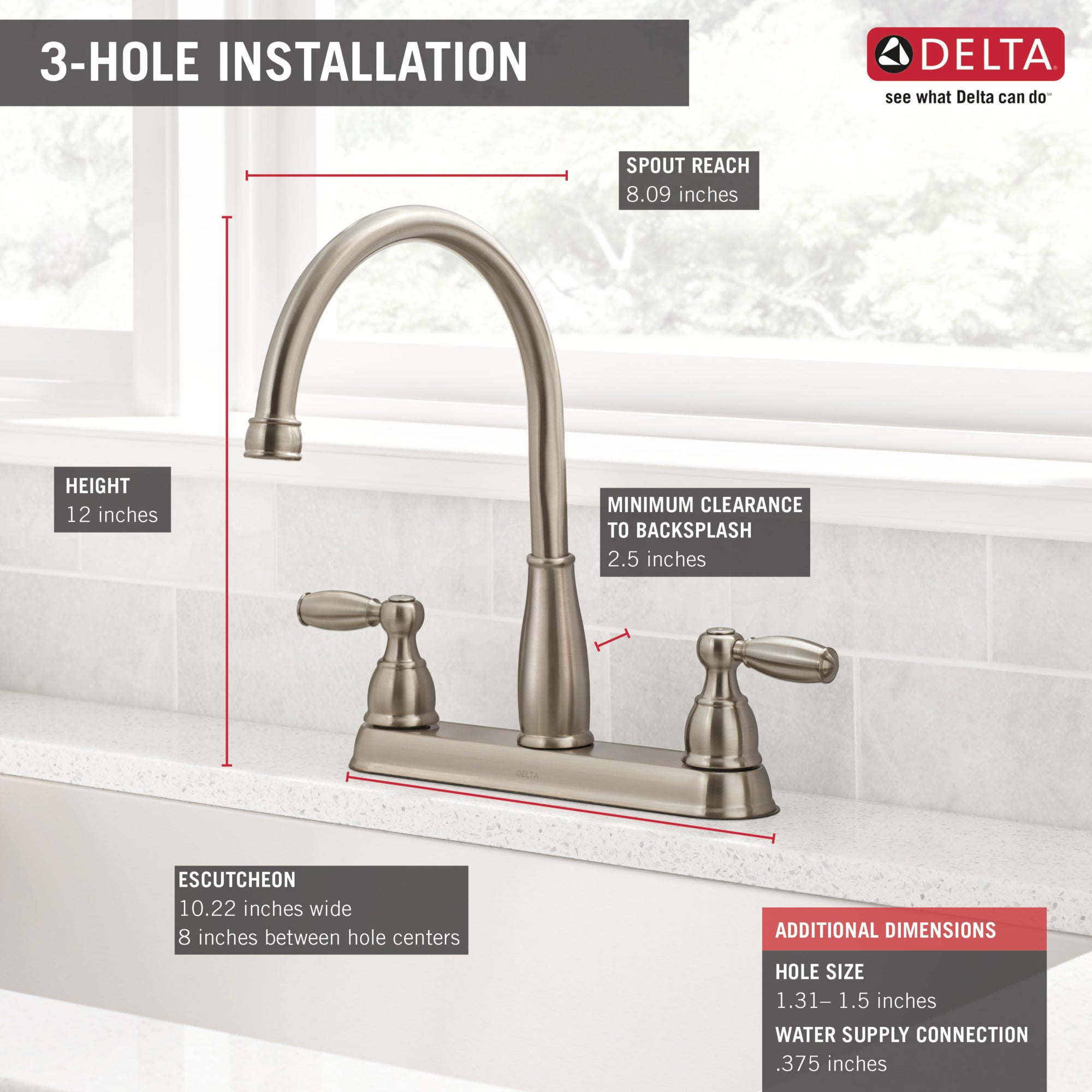 Delta Foundations 2 Handle Kitchen Faucet Certified Refurbished