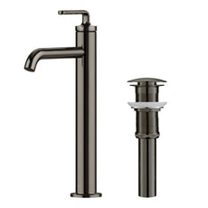 Kraus Ramus Gunmetal Single Hole 1-Handle WaterSense Bathroom Sink Faucet with Drain