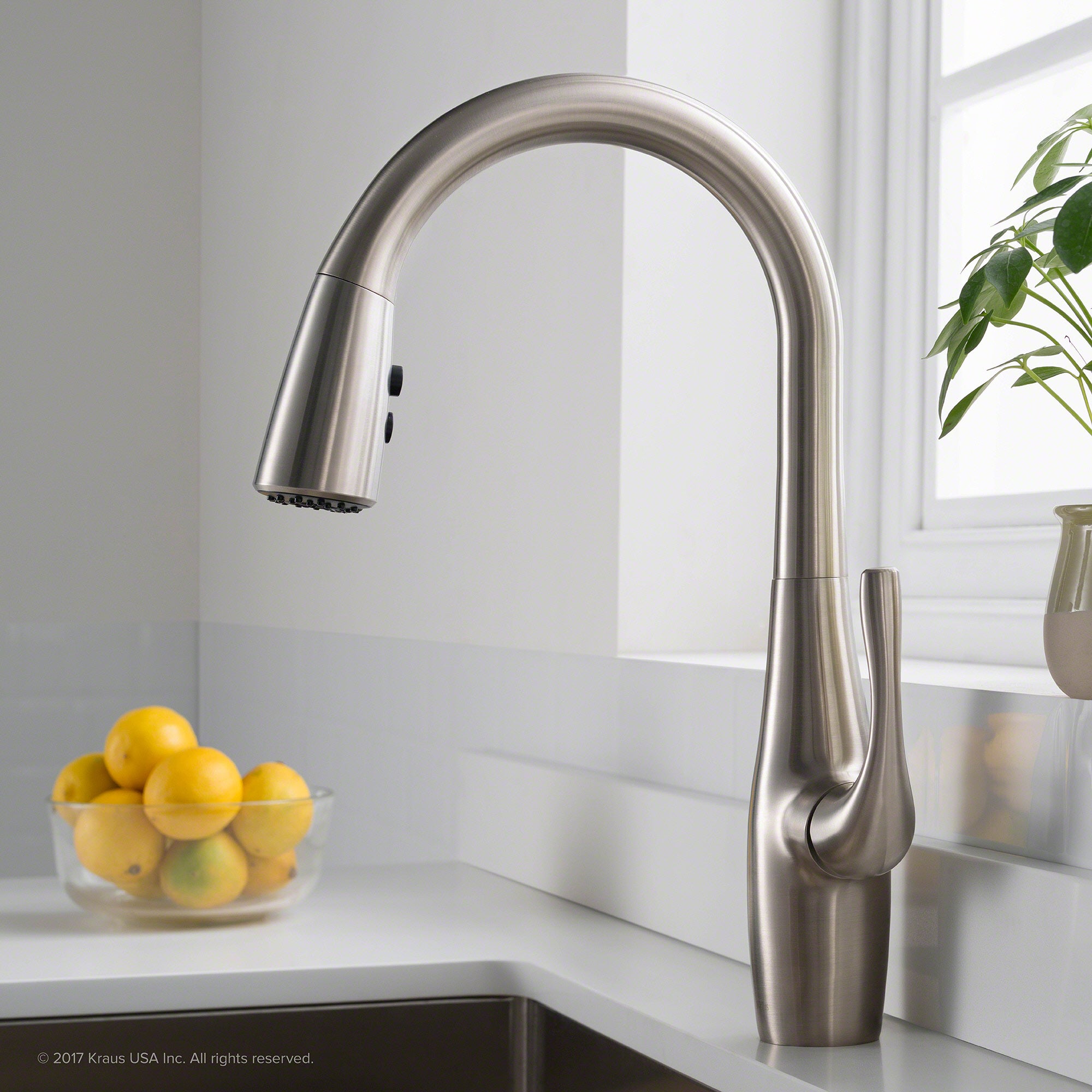 KRAUS Esina Spot Free Stainless Steel Finish Dual Function Pull-Down Kitchen Faucet