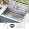 Kraus Standart PRO 33 in. Drop-In / Undermount 18-Gauge Stainless Steel Single Bowl Kitchen Sink and Pull-Down Faucet