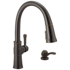 Delta Spargo Pull-Down Kitchen Faucet with Soap Dispenser