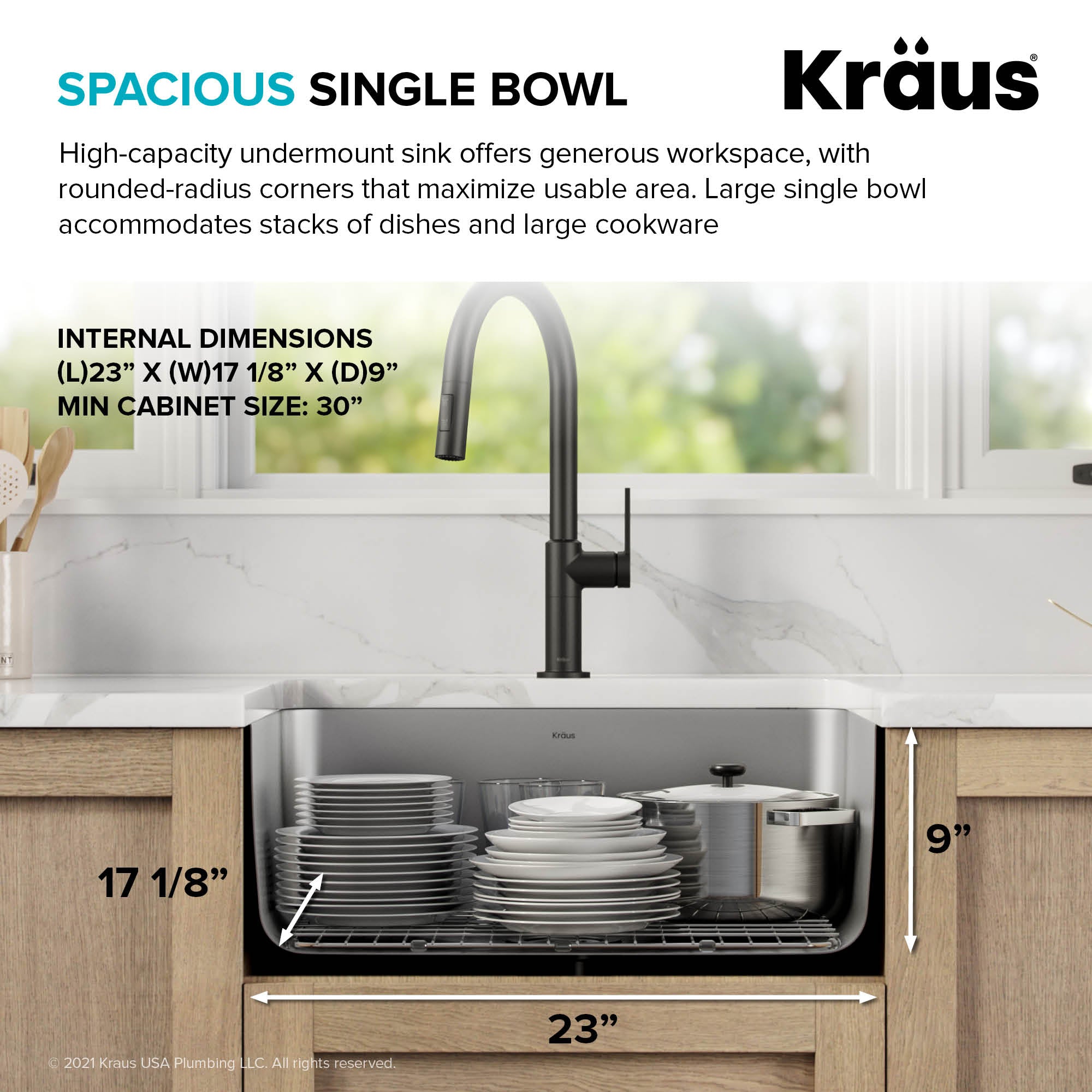 Kraus Dex 25 in. Undermount 16 Gauge Stainless Single Bowl Kitchen Sink