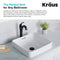 Kraus Elavo Square Semi-Recessed Vessel Porcelain Ceramic Bathroom Sink with Overflow