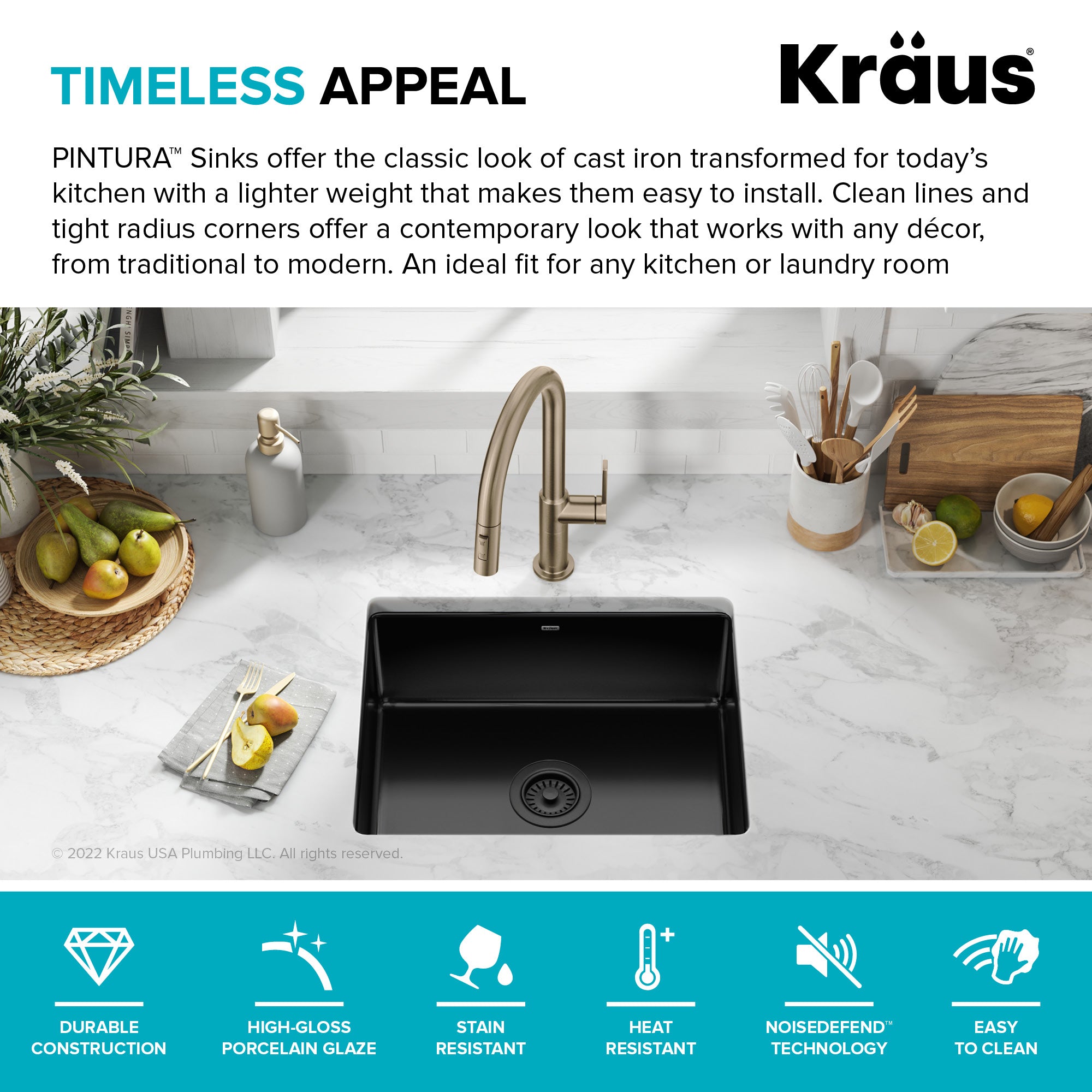 Kraus Pintura 21 in. Undermount Porcelain Single Bowl Kitchen Sink