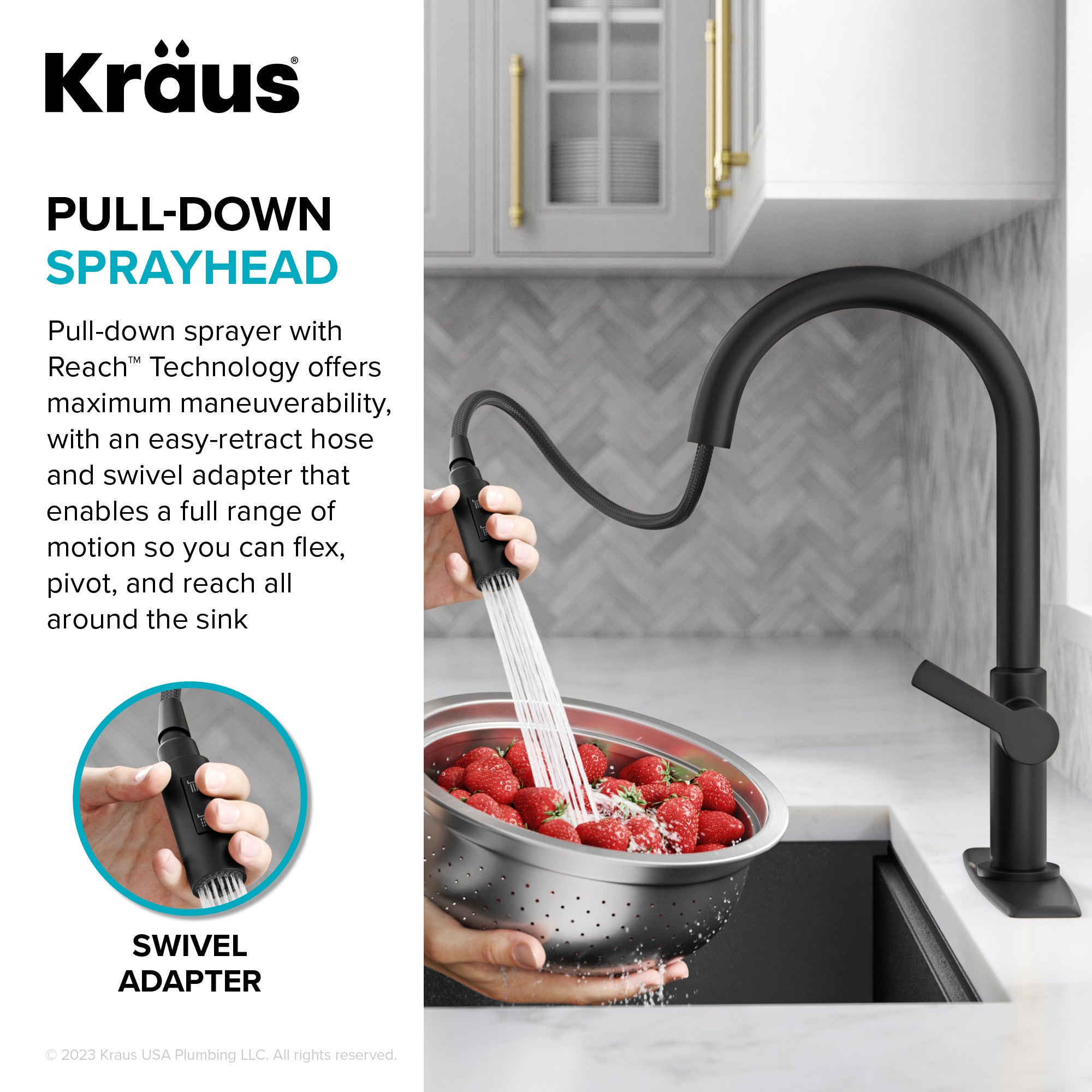 Kraus Oletto Single Handle Pull-Down Kitchen Faucet with Deck Plate