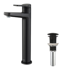 Kraus Indy Matte Black Vessel 1-handle WaterSense Low-arc Commercial/Residential Handle Bathroom Sink Faucet with Drain