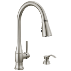 Delta Hazelwood Single Handle Pull-Down Kitchen Faucet with Soap Dispenser and ShieldSpray Technology
