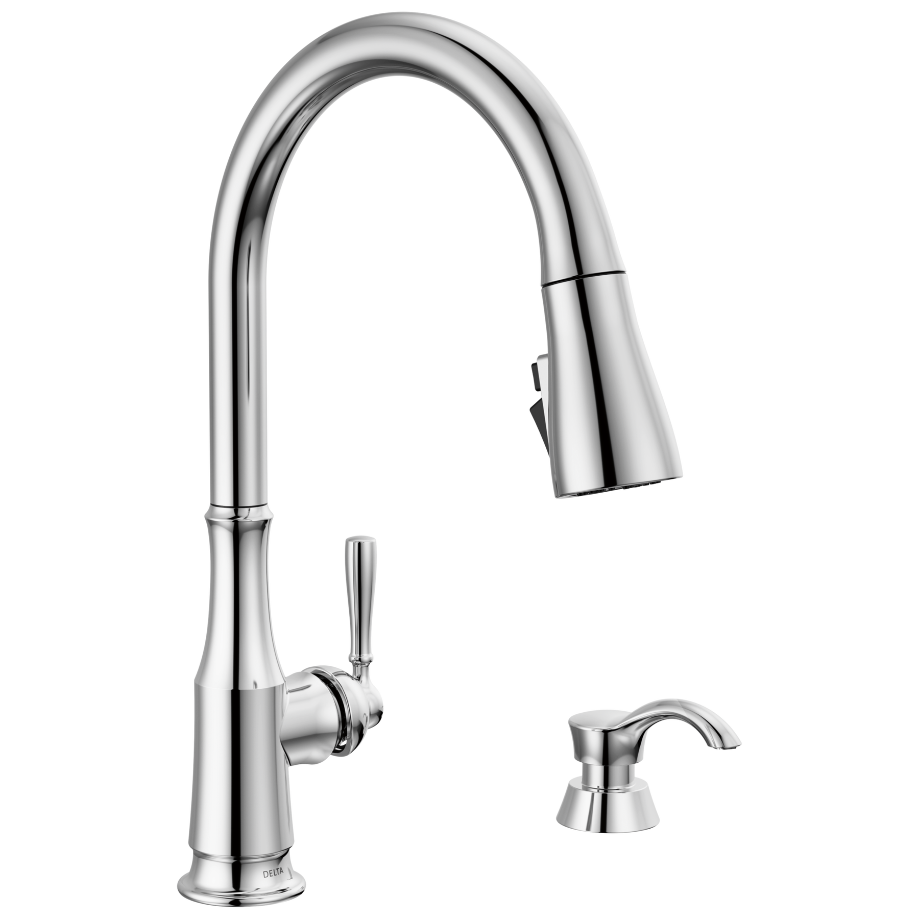 Delta Capertee Single Handle Pull-Down Kitchen Faucet with Soap Dispenser and ShieldSpray Technology