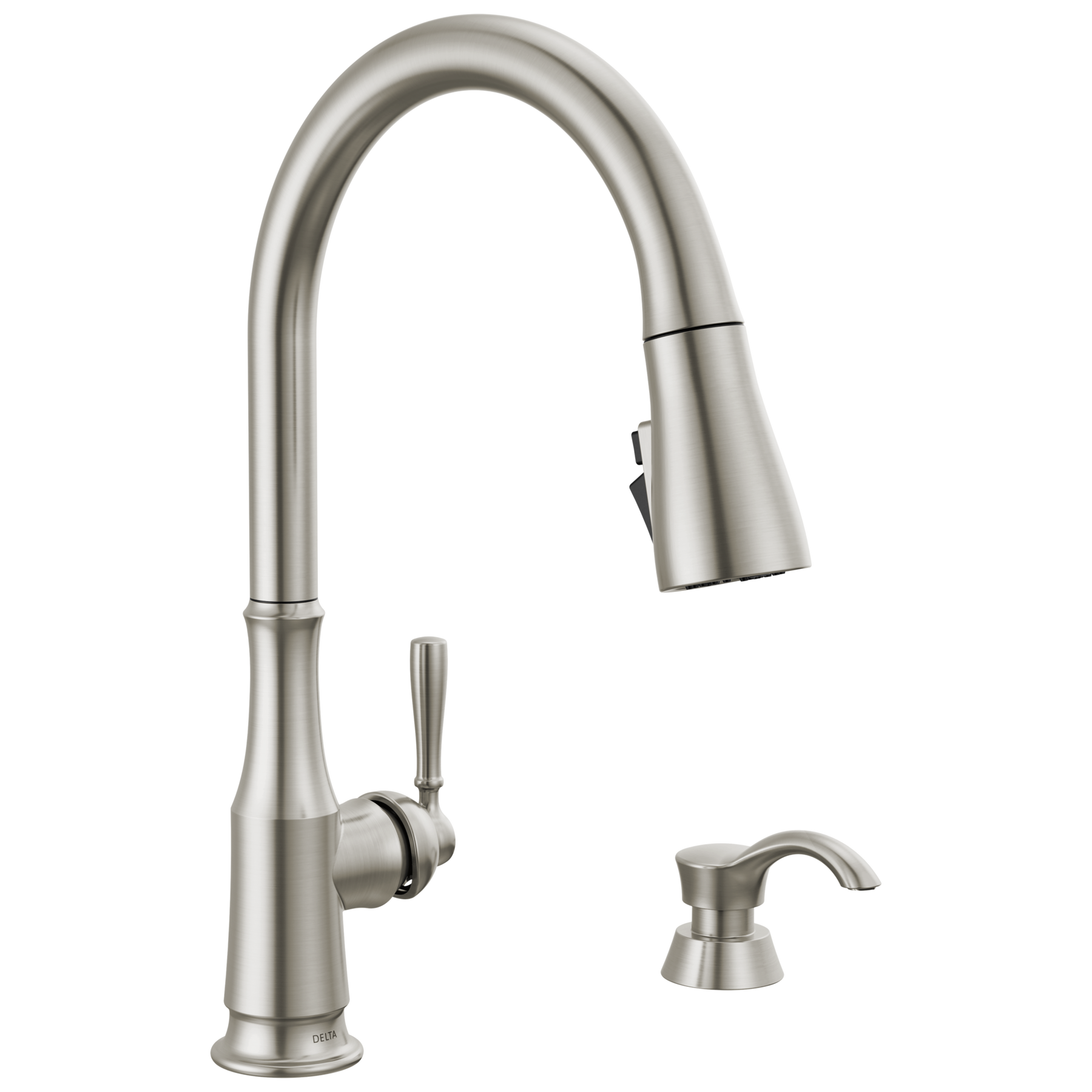 Delta Capertee Single Handle Pull-Down Kitchen Faucet with Soap Dispenser and ShieldSpray Technology