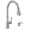 Delta Capertee Single Handle Pull-Down Kitchen Faucet with Soap Dispenser and ShieldSpray Technology