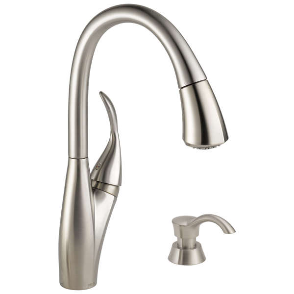 Delta Berkley Pull-Down Kitchen Faucet with Soap Dispenser