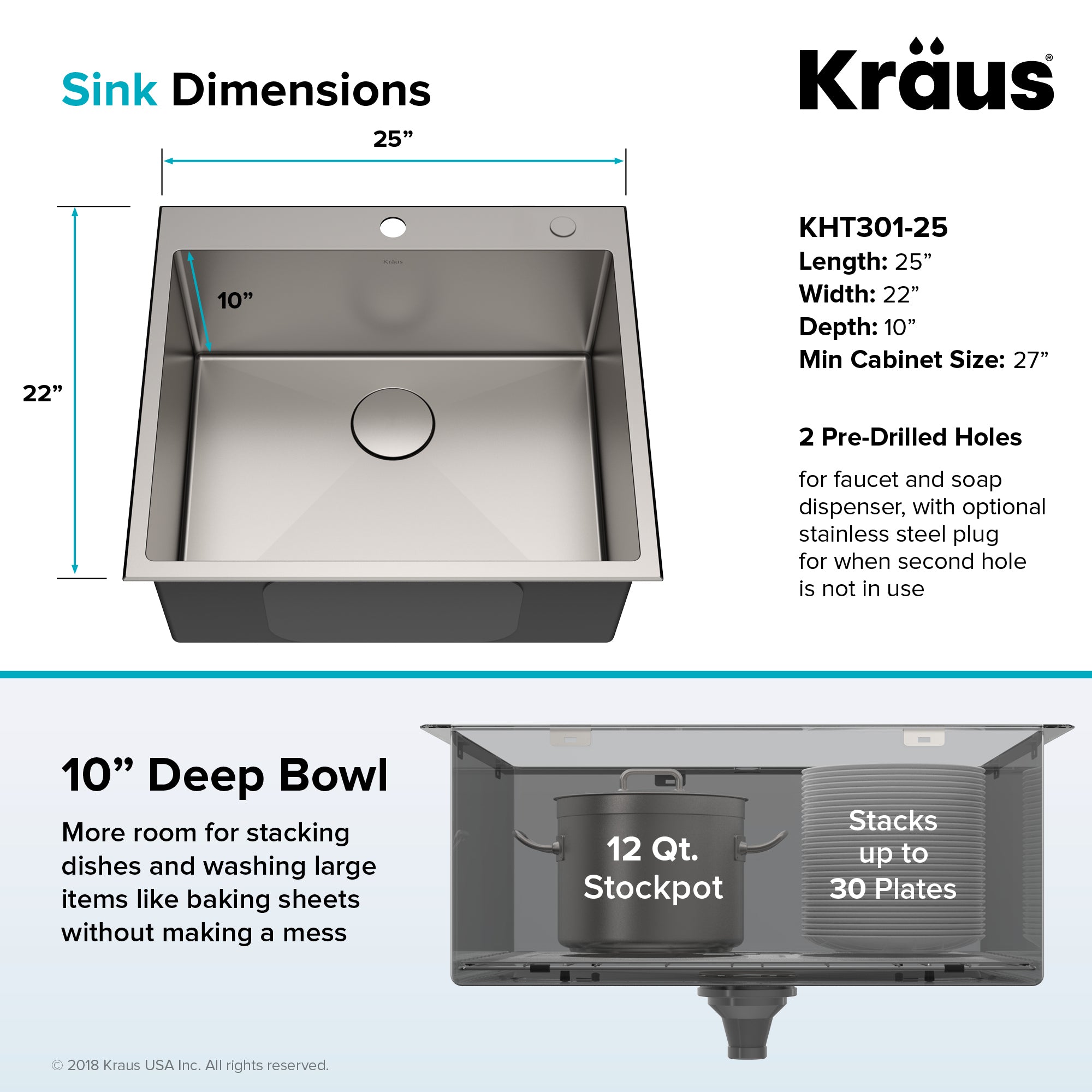 Kraus Standart Pro 25 in. Stainless Steel Kitchen Sink