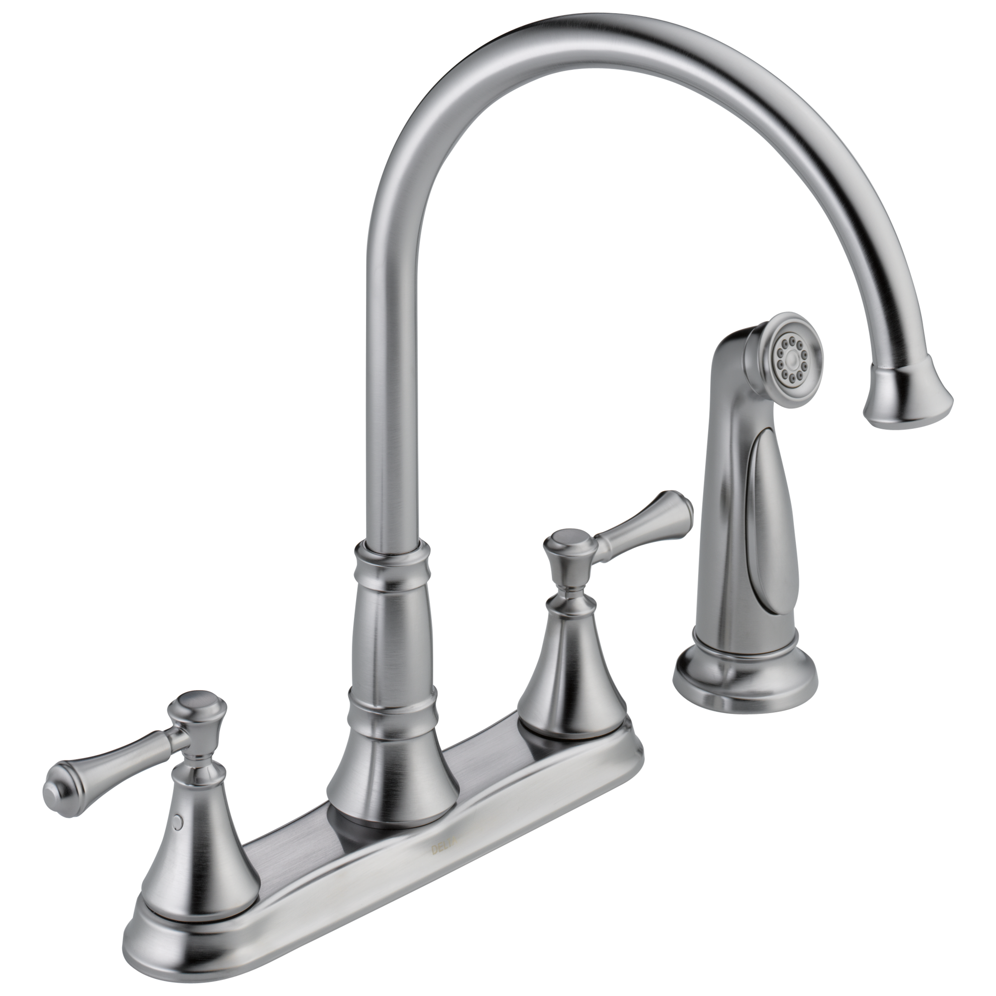 Delta Cassidy Two Handle Kitchen Faucet with Sprayer