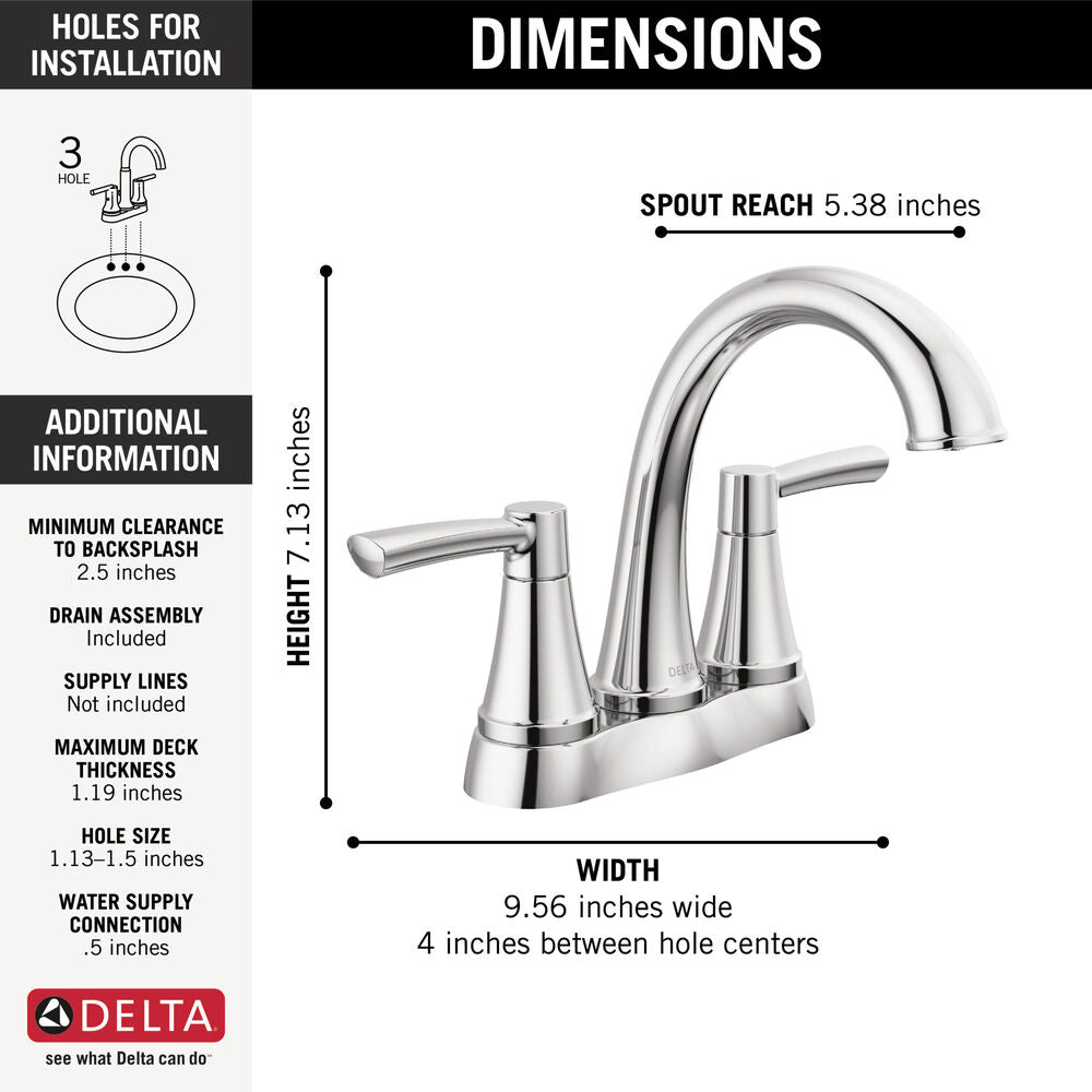 Delta Casara Centerset Bathroom Sink Faucet Two Handle