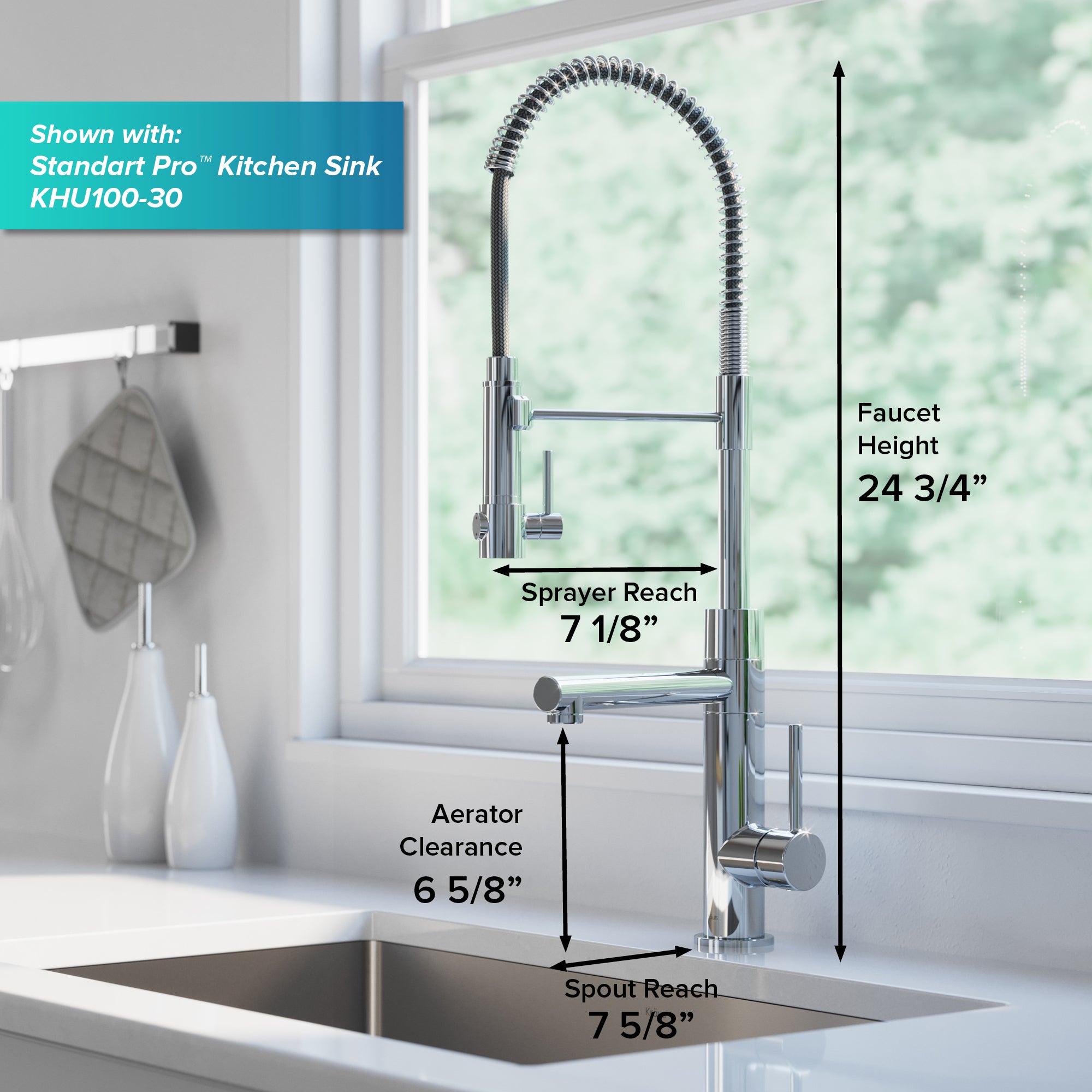 Kraus Artec Pro 2-Function Commercial Style Pre-Rinse Kitchen Faucet with Pull-Down Spring Spout and Pot Filler