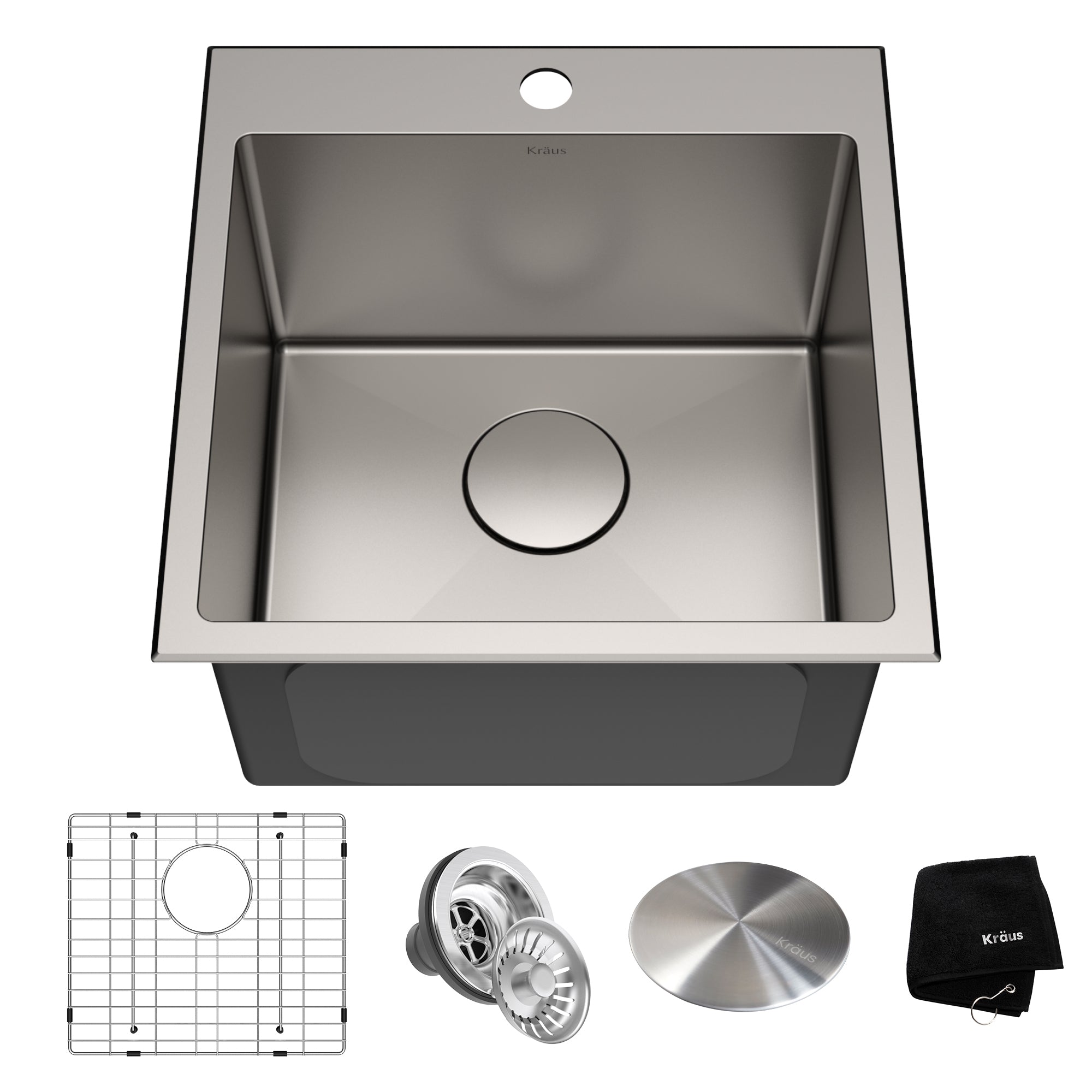 Kraus 18x18 in. Standart PRO Drop-In 16 Gauge Single Bowl Stainless Kitchen Sink