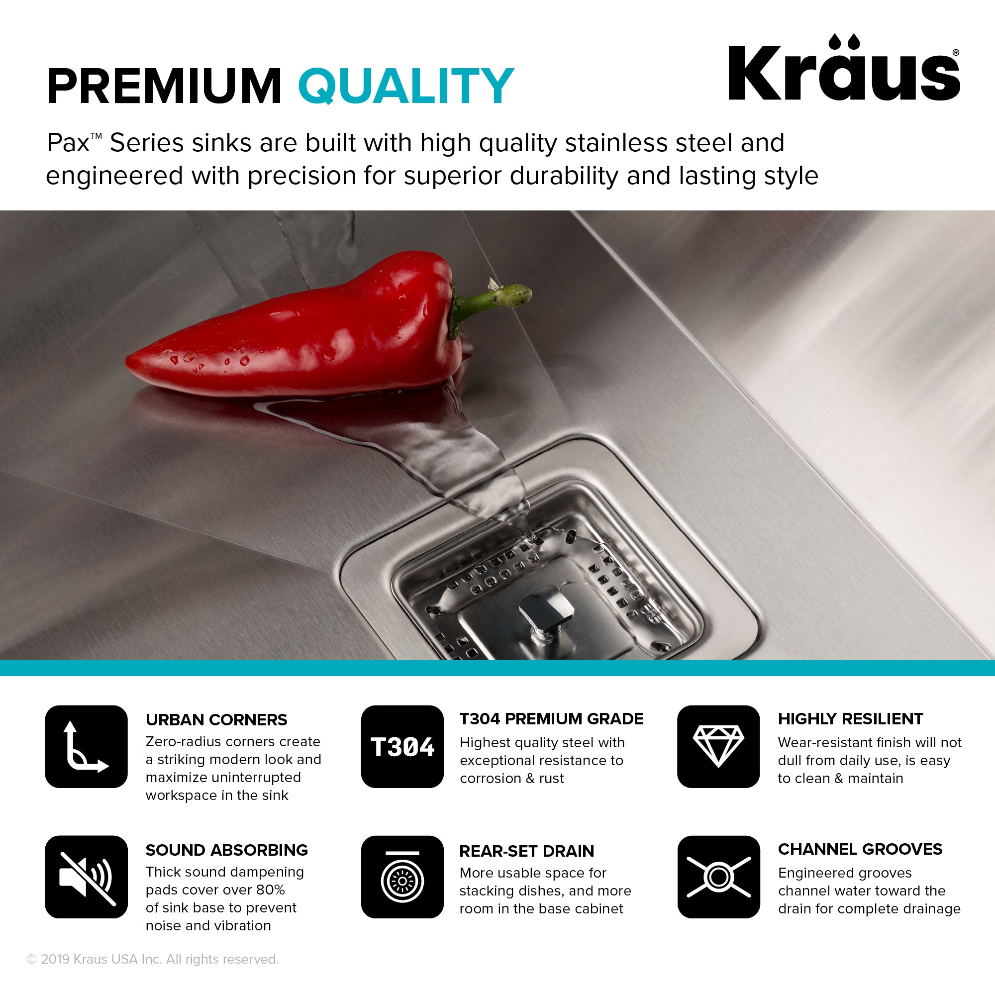 KRAUS Pax Zero-Radius 31 ½ in. 16 Gauge Undermount Single Bowl Kitchen Sink