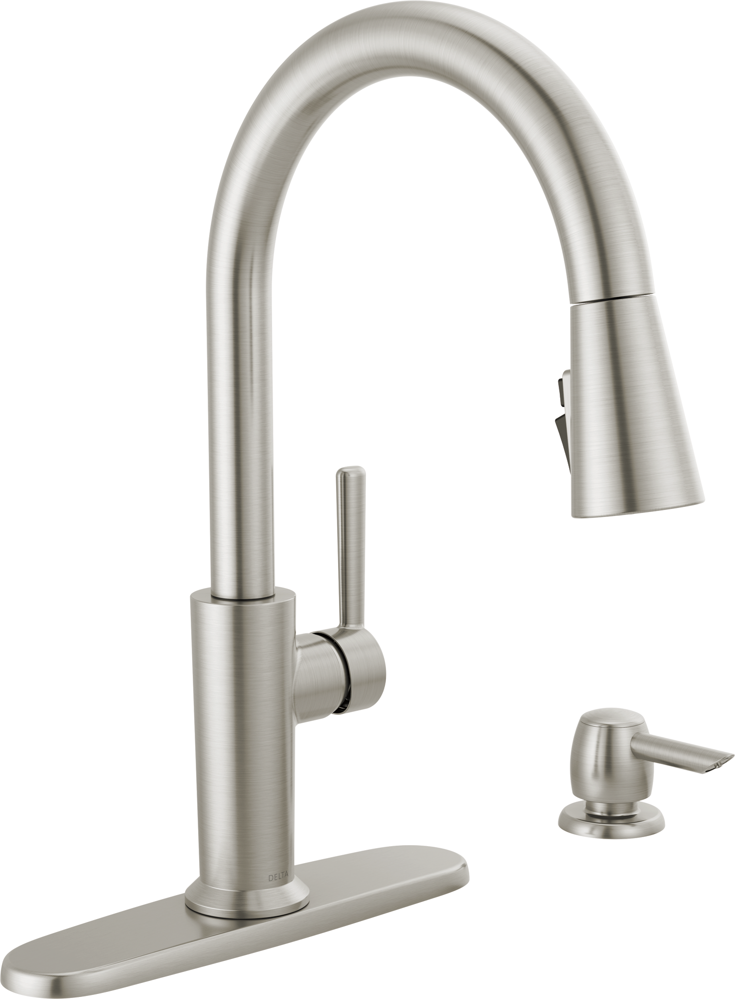 Delta Emery Pulldown Kitchen Faucet with Soap Certified Refurbished