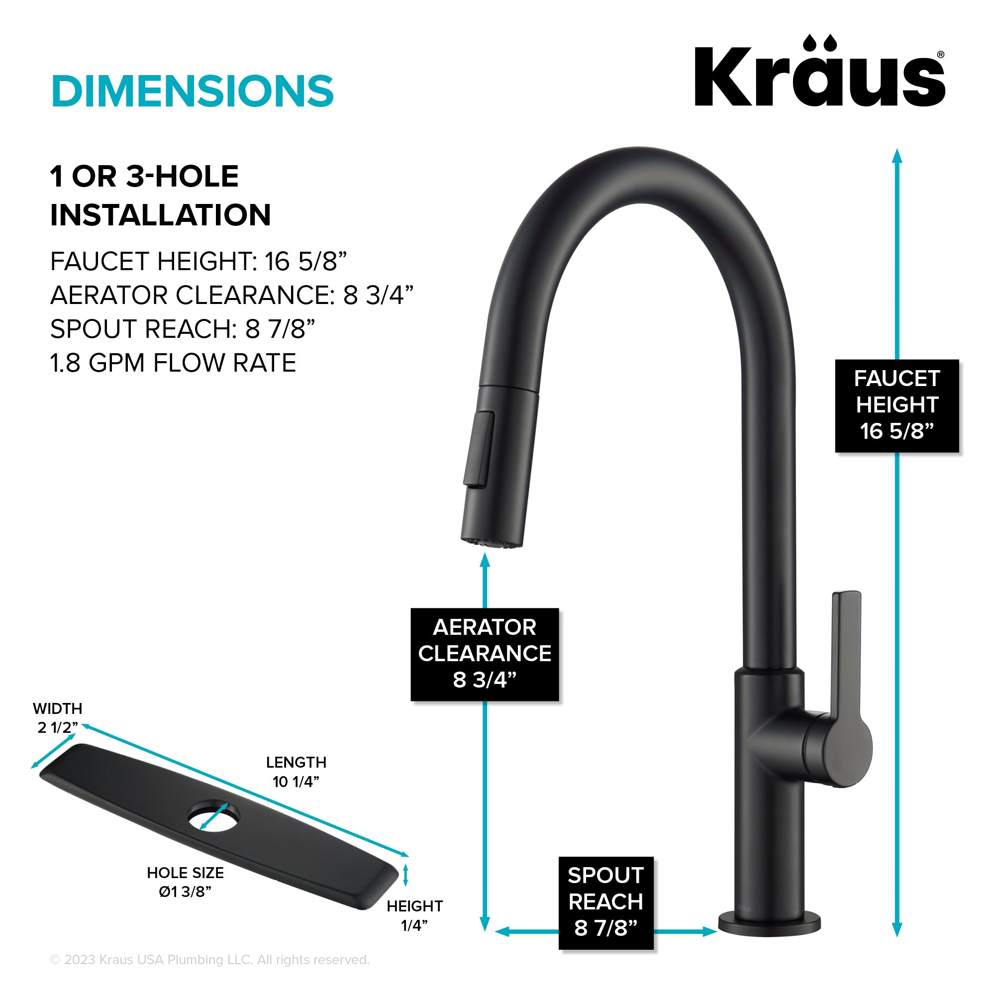 Kraus Oletto Single Handle Pull-Down Kitchen Faucet with Deck Plate