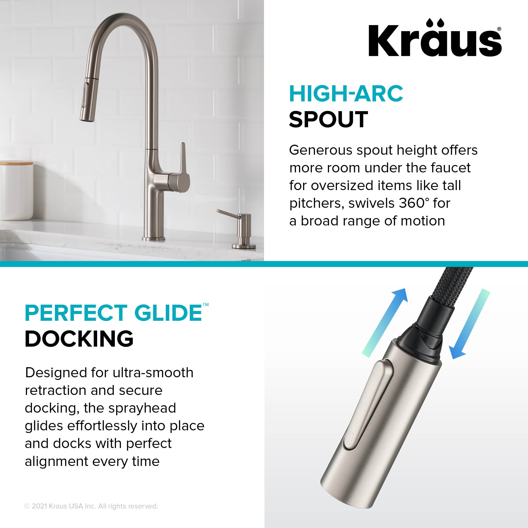 Kraus Oletto Tall Modern Pull-Down Single Handle Kitchen Faucet