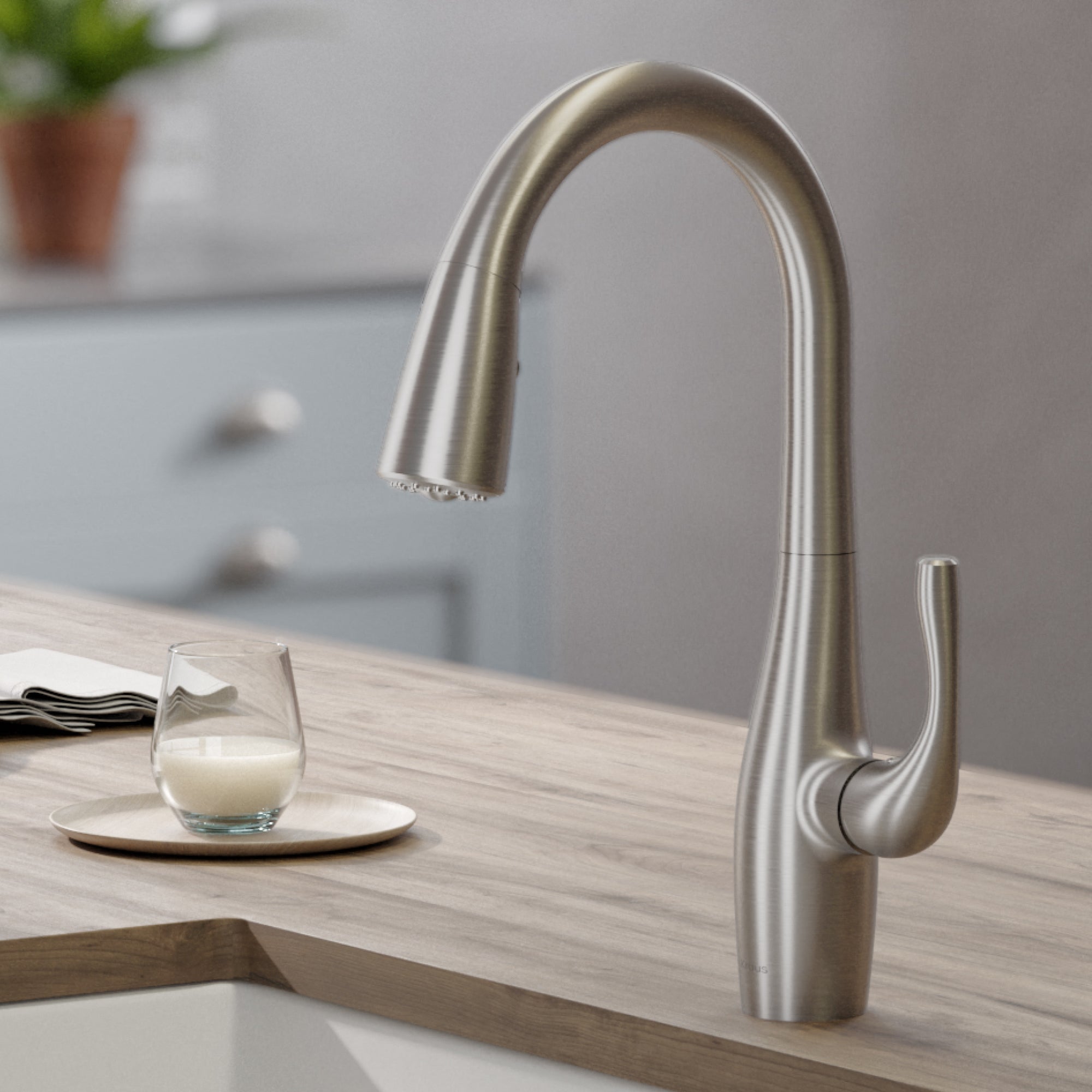 KRAUS Esina Spot Free Stainless Steel Finish Dual Function Pull-Down Kitchen Faucet