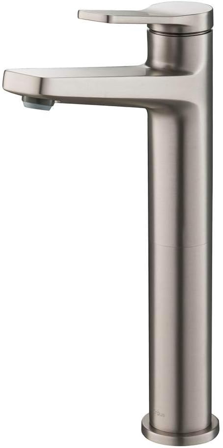 Stainless steel sink faucet on a white background