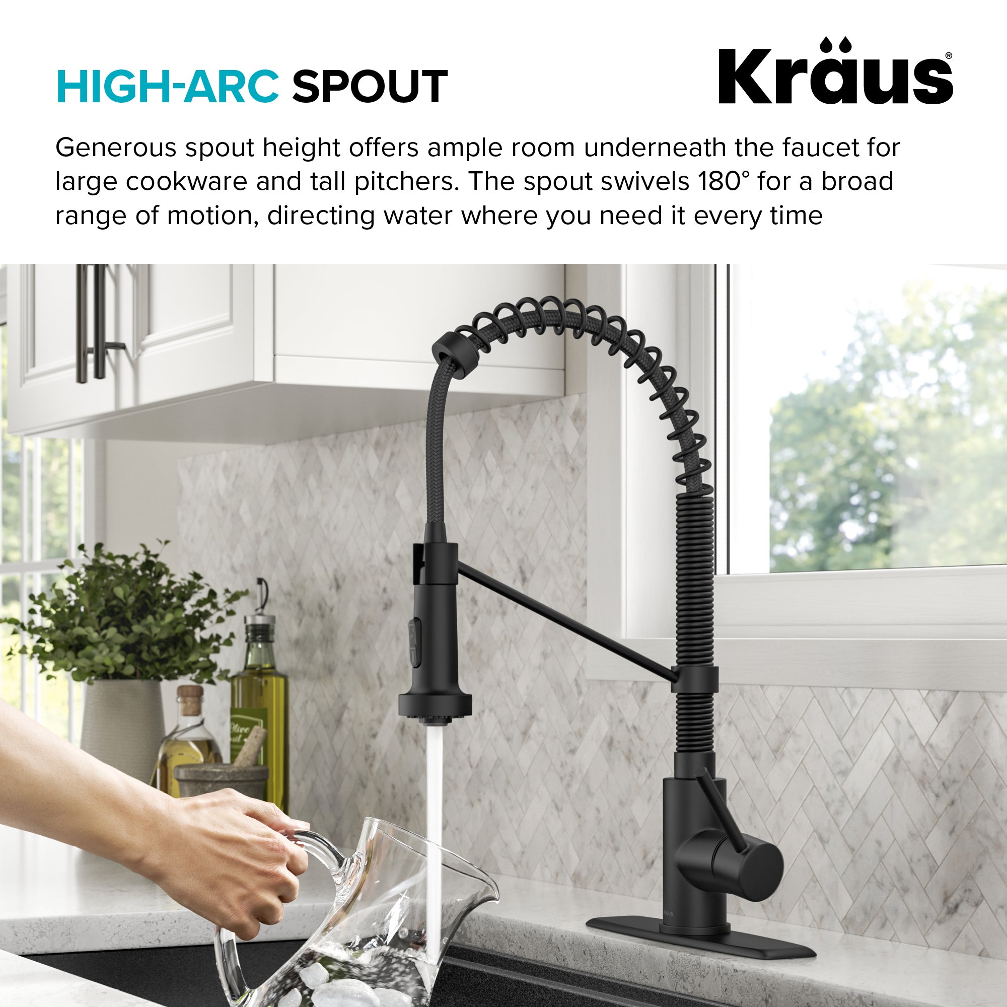 Kraus Bolden 18 in. Commercial Style Pull-Down Single Handle Kitchen Faucet with Deck Plate