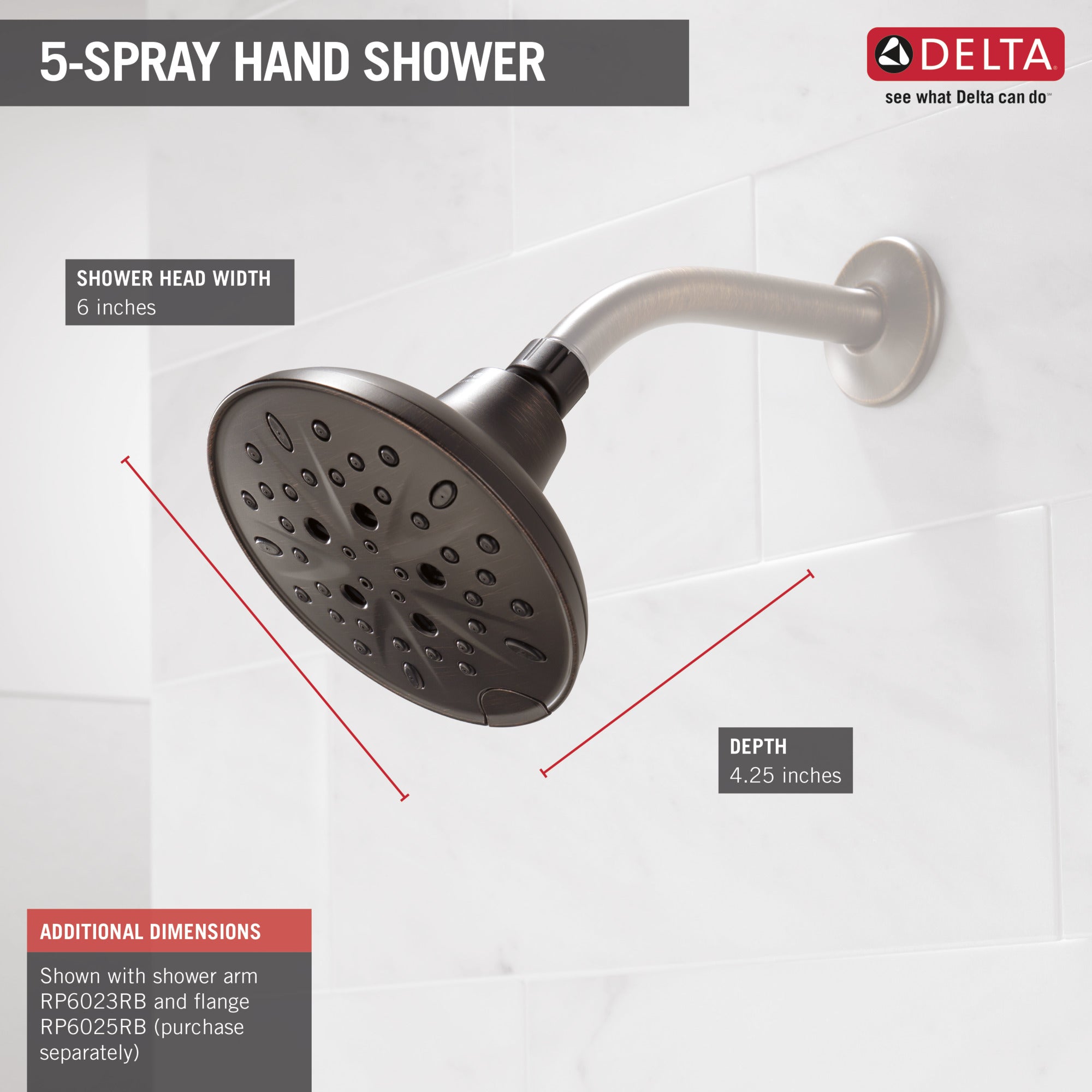 Delta H2Okinetic Showerhead 1.75 GPM 5-Setting Certified Refurbished