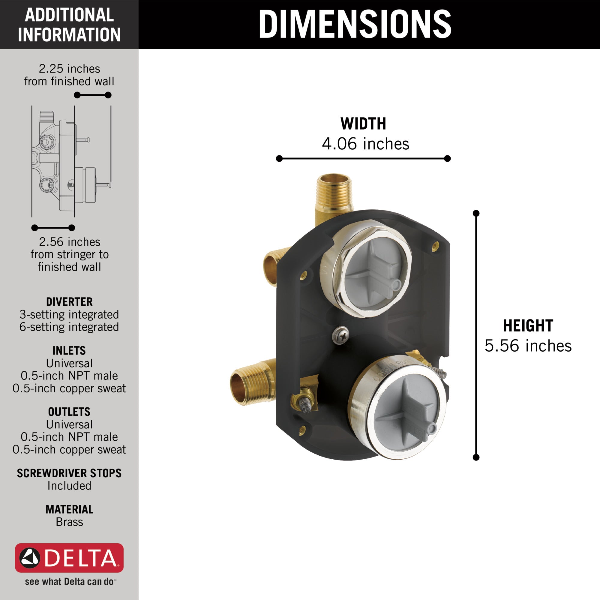 Delta Rough In MultiChoice Integrated Diverter with Water Stops Certified Refurbished