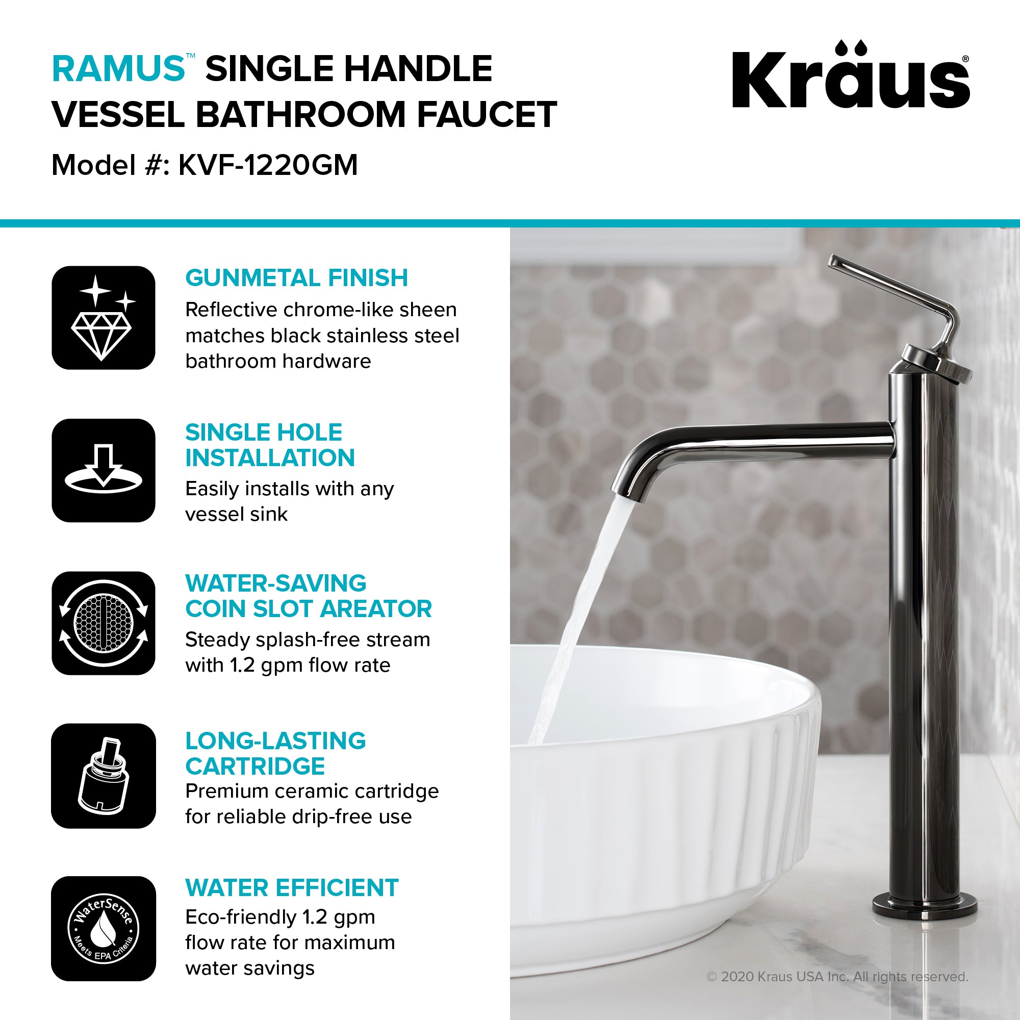 Ramus Single Handle Vessel Bathroom Faucet with Pop-Up Drain