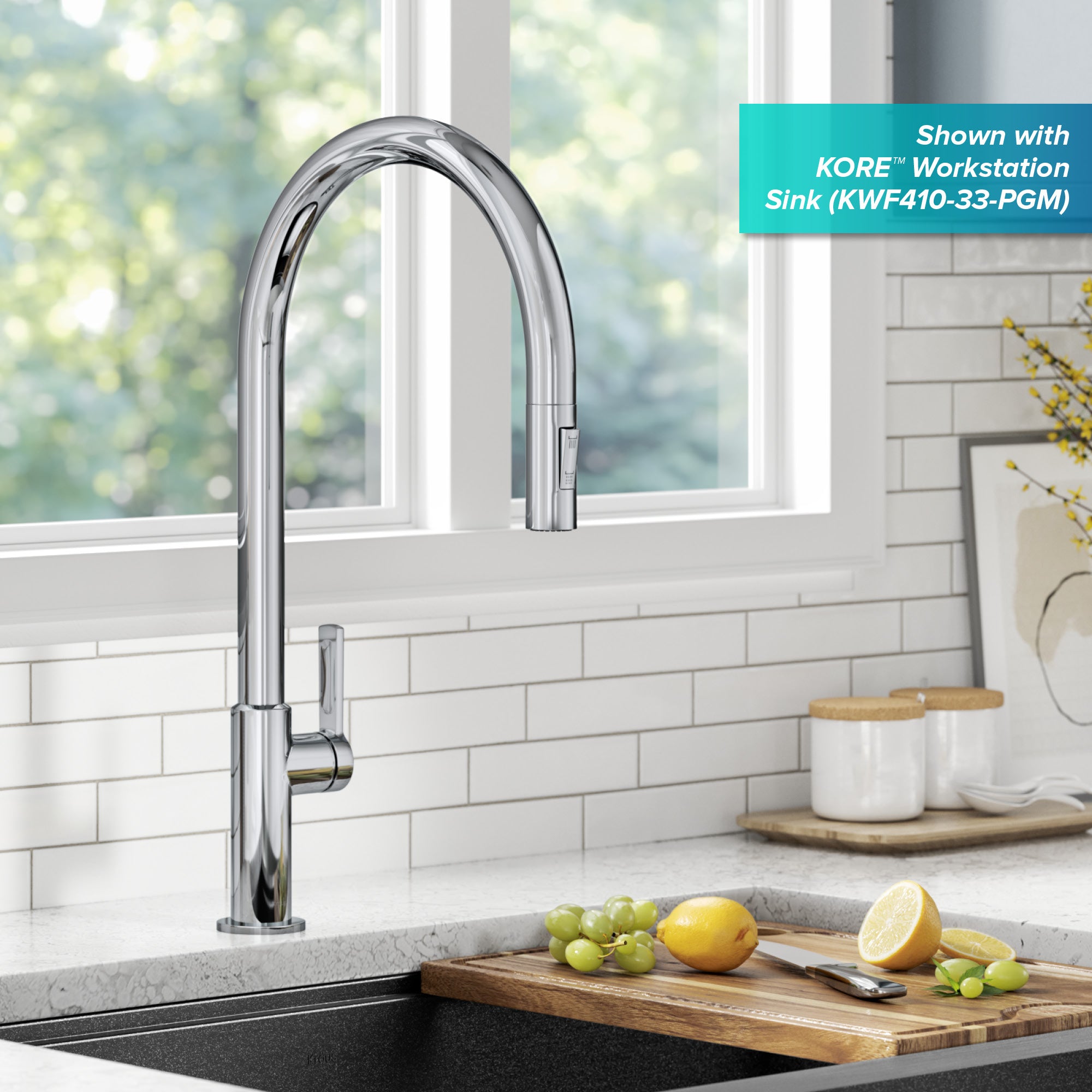 KRAUS Oletto High-Arc Single Handle Pull-Down Kitchen Faucet