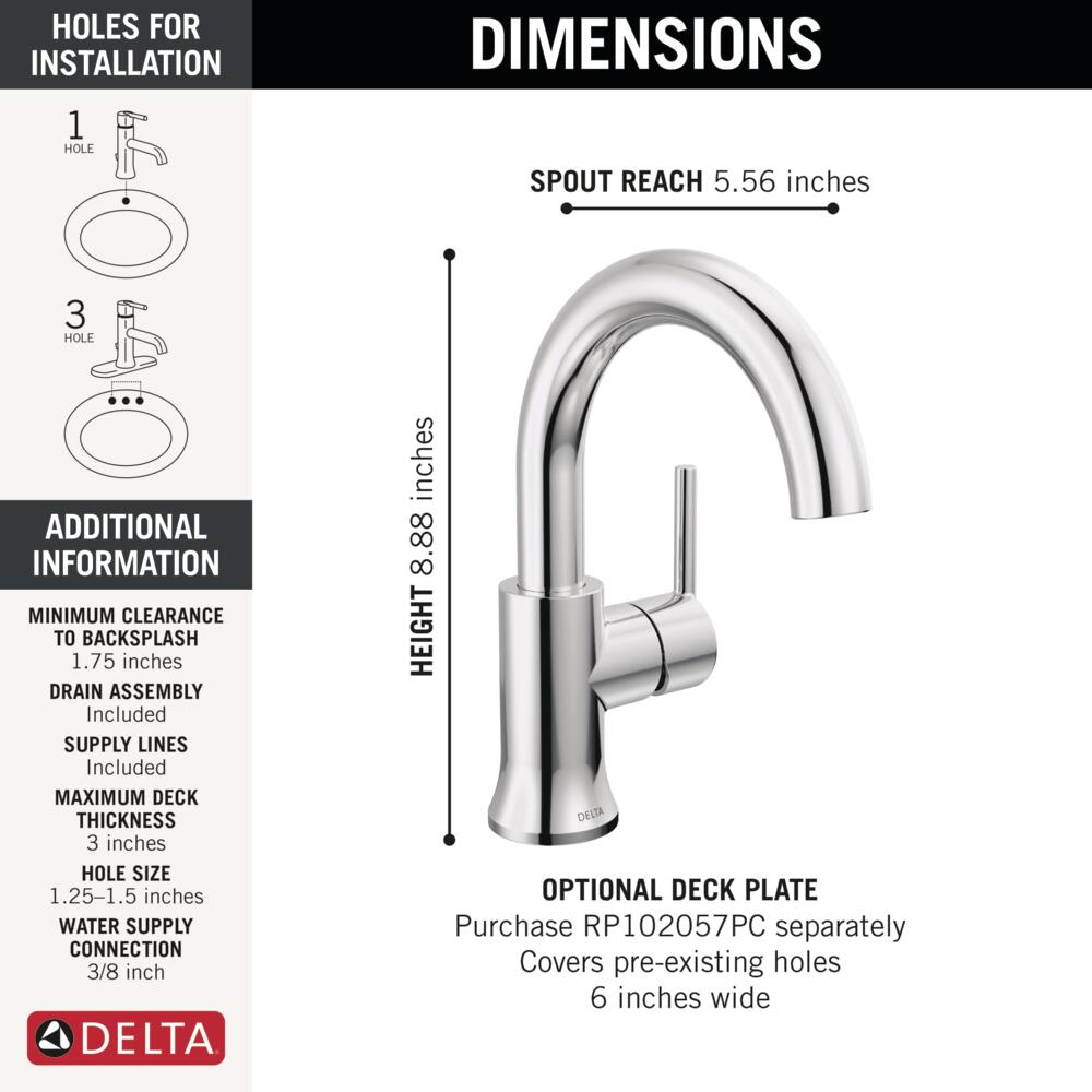 Delta Trinsic Single Handle High-Arc Bathroom Faucet