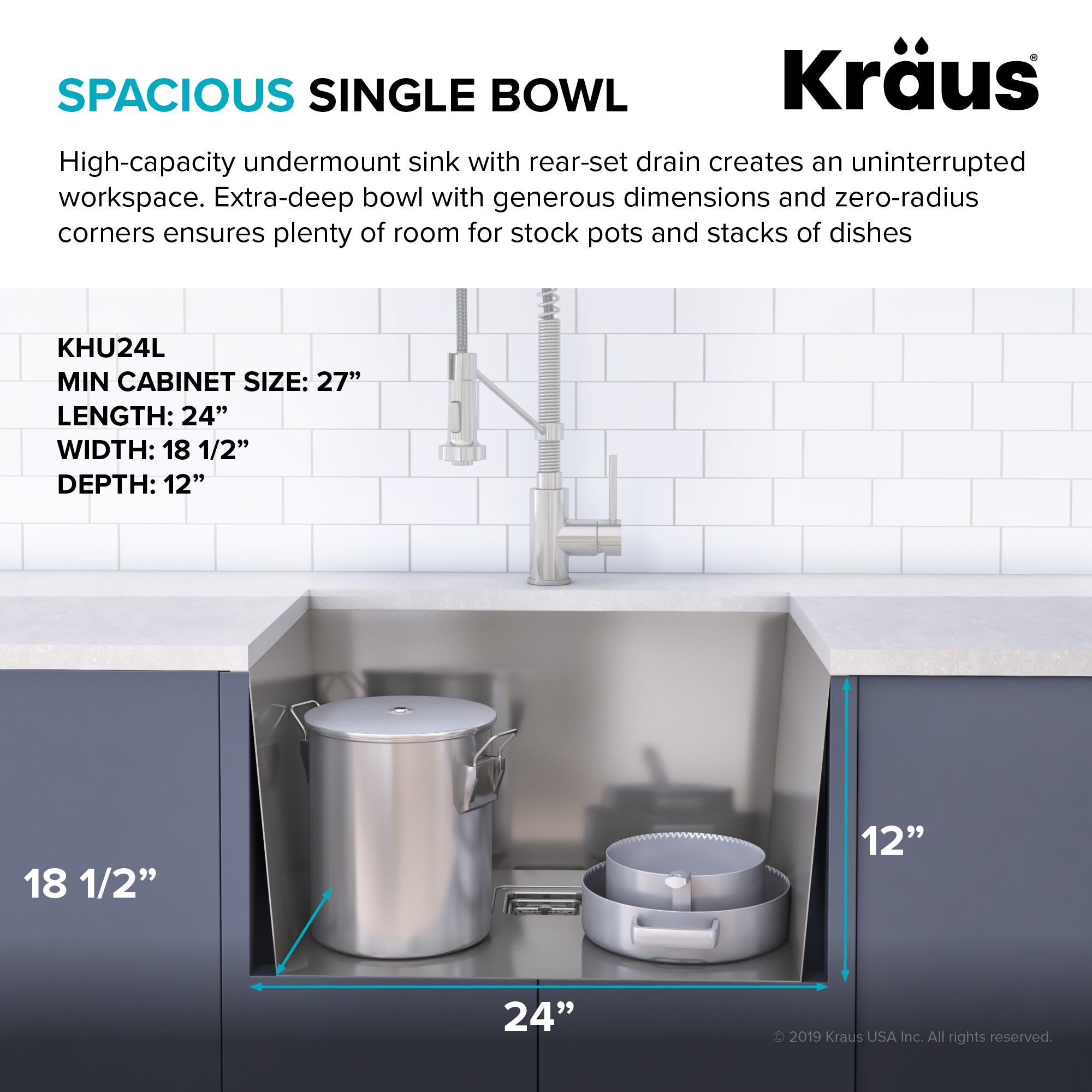 Kraus Pax Undermount Stainless Steel Laundry Utility Sink Certified Refurbished