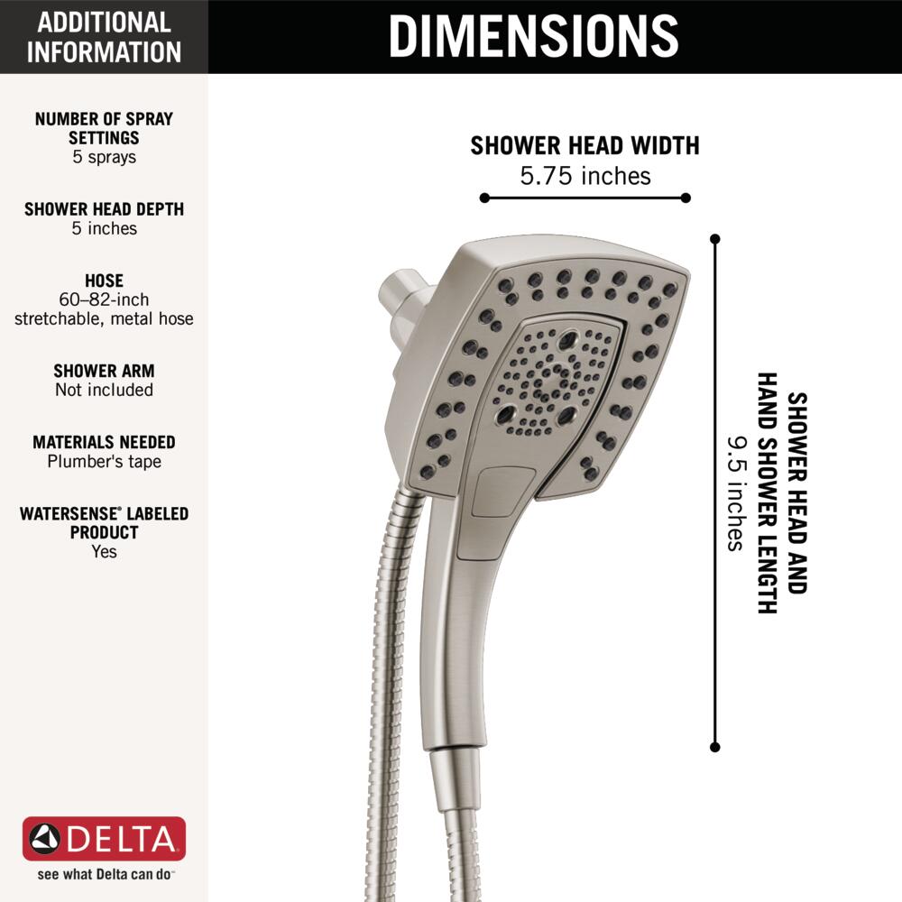 Delta H2Okinetic In2ition 5-Setting 2-in-1 Showerhead